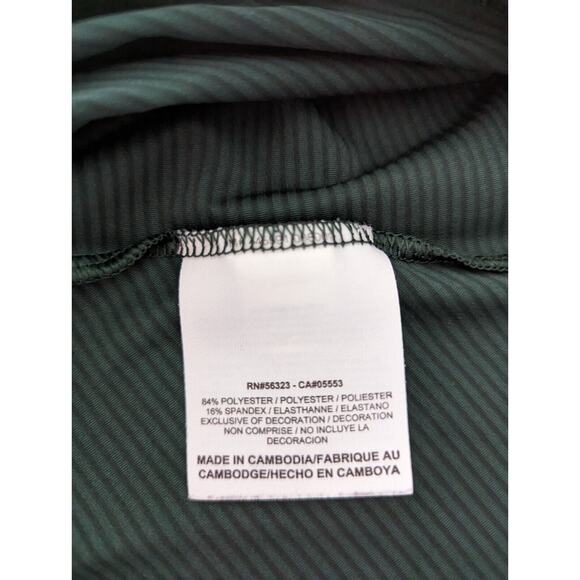 Nike Golf Mens Green Large Golf Polo Dri-Fit Stripes Snap Close Collar - Picture 8 of 12